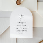 Elegant Script Eenvoudig Monogram Boho Boog Huweli Kaart