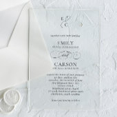 Elegant Script Eenvoudig Monogram Logo Modern Wedd Acryl Uitnodigingen