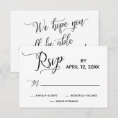 Elegant Script Eenvoudig Zwart Wit Bruiloft RSVP Kaartje (Voorkant / Achterkant)