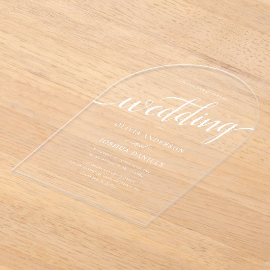 Elegant script Eenvoudige bruiloft acryl uitnodigi Acryl Uitnodigingen (Laagn)