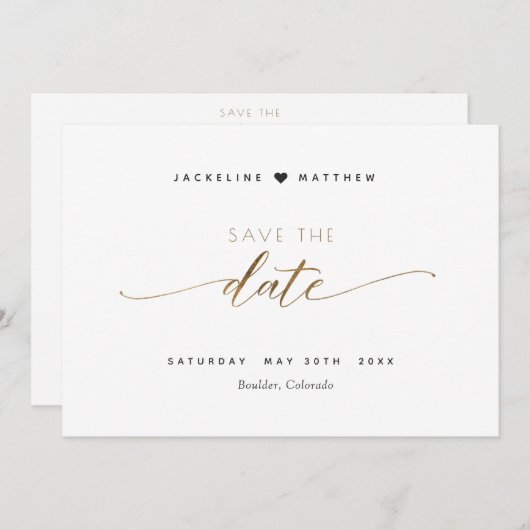 Elegant Script Eenvoudige bruiloft Opslaan van de  Save The Date (Voorkant / Achterkant)