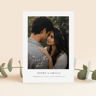 Elegant Script Eenvoudige Foto Bruiloft Save The Date