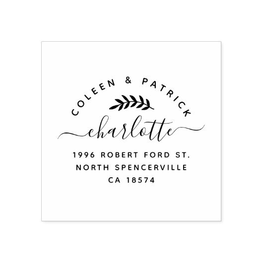 Elegant script Eenvoudige twee namen Retouradres Rubberstempel (Afrduk)