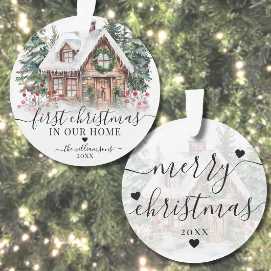 Elegant script Eerste kerst Nieuw huis Ornament