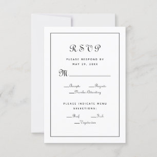 Elegant Script Eetkamer Zwart Wit Trouw Bijlagekaa RSVP Kaartje