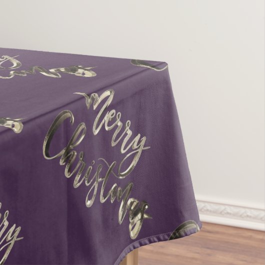 Elegant Script Eggplant Merry kerst Tafelkleed (Voorbeeld)