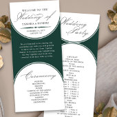 Elegant Script Emerald Green Arch bruiloft program