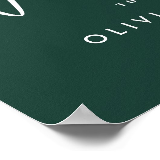 Élégant Script Emerald Green Mariage Affiche de bi (Coin)