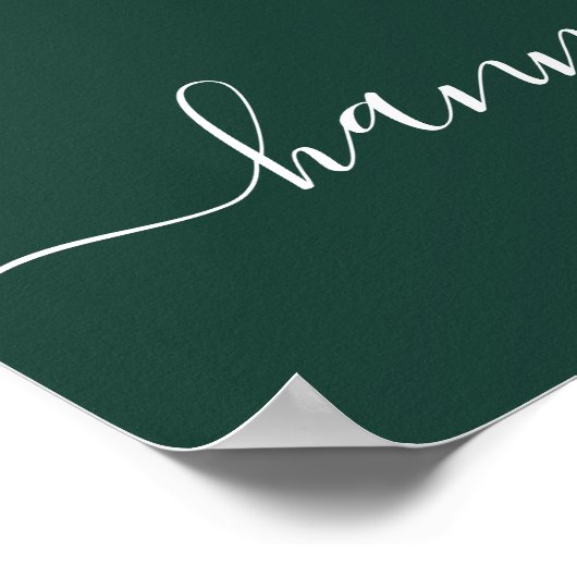 Élégant Script Emerald Green Mariage Affiche de bi (Coin)