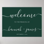 Élégant Script Emerald Green Mariage Affiche de bi (Devant)
