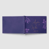 Elegant Script Emerald Paarse en gouden bruiloft Gastenboek (Volledig)