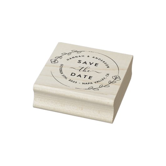 Elegant script en botanische wissel opslaan Datum Rubberstempel (Stempel)
