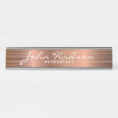 Élégant script en cuivre Moderne Bureau Nom Plaque (Devant)