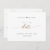 Elegant script en eenvoudige bruiloft, Save the Da Briefkaart (Voorkant / Achterkant)