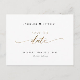 Elegant script en eenvoudige bruiloft, Save the Da Briefkaart