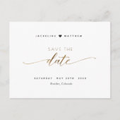 Elegant script en eenvoudige bruiloft, Save the Da Briefkaart (Voorkant)