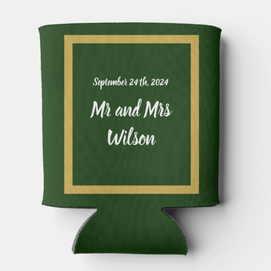 Elegant Script en Goud Lijst op groen Blikjeskoeler (Achterkant)