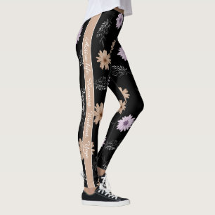 Elegant script en kleur matching Zwart en bruin Leggings