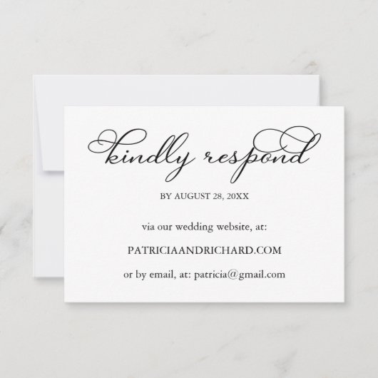 Élégant Script en ligne Mariage carte RSVP (Devant)