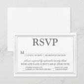 Elegant Script en Silver Border Wedding RSVP Kaartje (Voorkant / Achterkant)