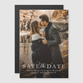 Élégant script enregistrer la date photo carte mag (Devant / Derrière)