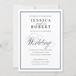 Élégant script et Faire-part de mariage frontalier