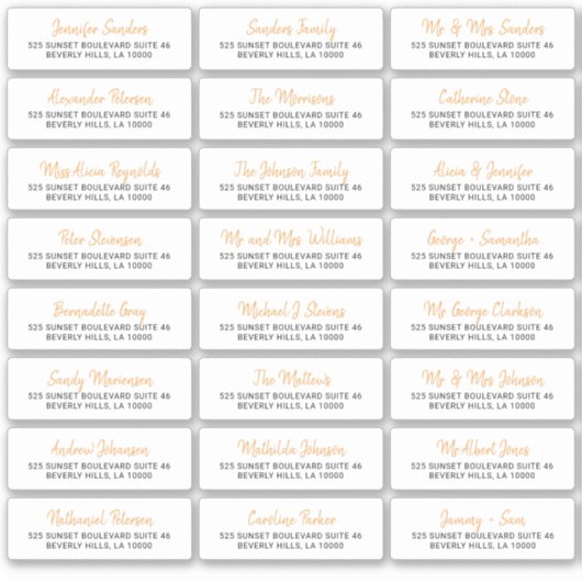 Élégant script étiquettes de adresse invités indiv (Devant)