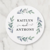 Elegant Script Eucalyptus Bruiloft Dank u Bedankjes Labels (Achterkant)