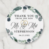 Elegant Script Eucalyptus Bruiloft Dank u Bedankjes Labels (Voorkant)