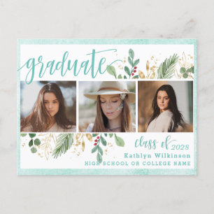 Elegant Script Eucalyptus Greenery 3 Foto Afstudee Aankondigingskaart