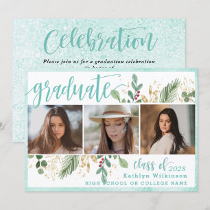 Elegant Script Eucalyptus Greenery 3 Foto Afstudee Kaart