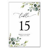 Elegant Script Eucalyptus Greenery Table Numbers Kaart (Achterkant)
