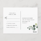 Elegant Script Eucalyptus Greenery Wedding Rsvp Briefkaart (Achterkant)