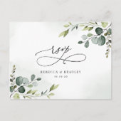 Elegant Script Eucalyptus Greenery Wedding Rsvp Briefkaart (Voorkant)