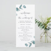 Elegant Script Eucalyptus trouwceremonie Programma (Staand voorkant)