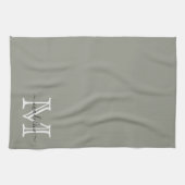 Elegant Script Evergreen Fog Monogram Theedoek (Horizontaal)