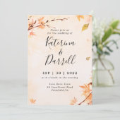 Élégant script Faire-part de mariage d'automne (Debout devant)