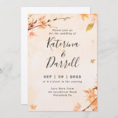 Élégant script Faire-part de mariage d'automne (Devant / Derrière)
