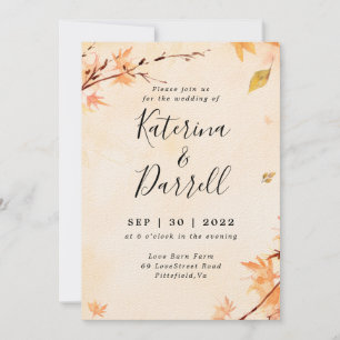 Élégant script Faire-part de mariage d'automne