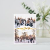 Elegant Script Familie Kerstmis Fotocollage Feestdagenkaart (Staand voorkant)