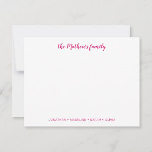 Elegant Script Family Achternaam Magenta Hot Pink Notitiekaartje