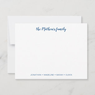 Elegant Script Family Achternaam Navy Blue Notitiekaartje