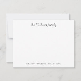 Elegant Script Family Achternaam Silver Grey Notitiekaartje