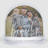Elegant Script "Family" Photo Snow Globe (Avant)