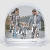 Elegant Script "Family" Photo Snow Globe (Arrière)