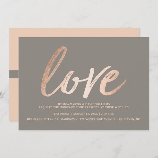 Elegant Script Faux Foil Love Kaart (Voorkant / Achterkant)