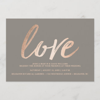 Elegant Script Faux Foil Love Kaart