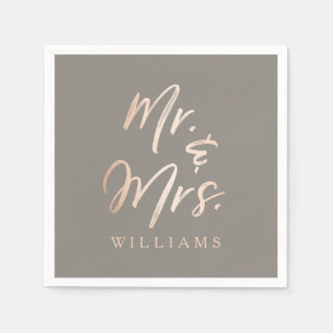 Elegant Script Faux Foil Mr. en mevrouw Servetten