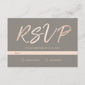 Elegant Script Faux Foil RSVP Kaartje