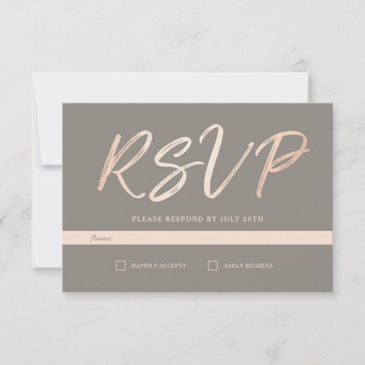 Elegant Script Faux Foil RSVP Kaartje (Voorkant)